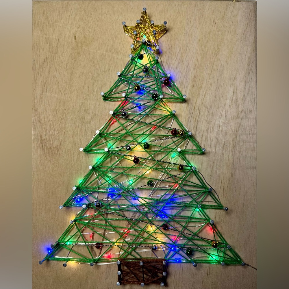 DIY String Art Making Kit  - Christmas Tree with Multi- Colored Lights